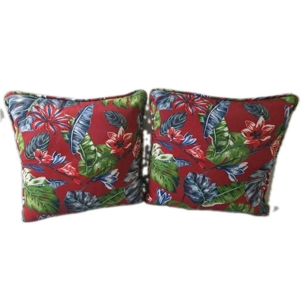2 Outdoor Throw Pillows Tropical Theme 18